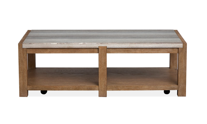 Timber 52\" Coffee Table with Marble Top and Storage - Sierra Brown