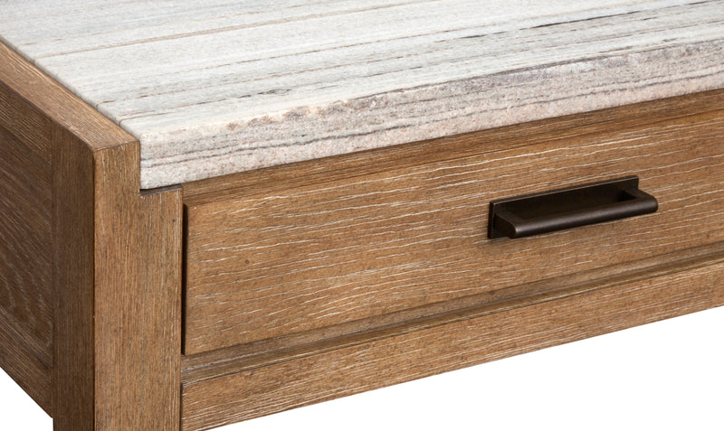 Timber 56\" Sofa Table with Marble Top and Storage - Sierra Brown