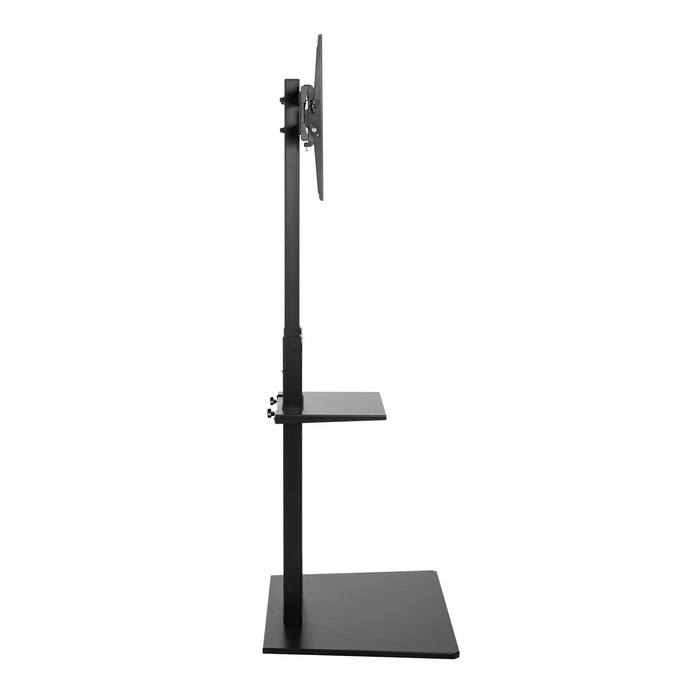 Tygerclaw TV Floor Stand with Equipment Shelf - Black