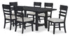 Trove 7pc Dining Set with Table and 6 Chairs, 72”W – Black 