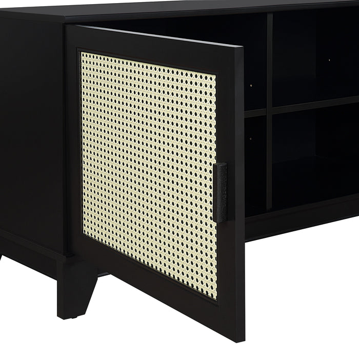 Manhattan Comfort Sheridan 62.99\" Modern Cane TV Stand - Black