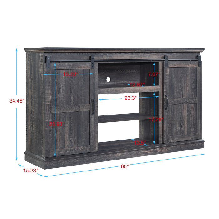 Manhattan Comfort Myrtle 60\" TV Stand with 2 Sliding Doors - Heavy Brown