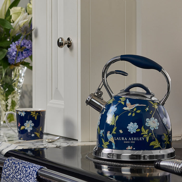 Laura Ashley Stainless Steel Stovetop Elveden Navy Tea Kettle - VQ-SBNK057-LAEN-CA