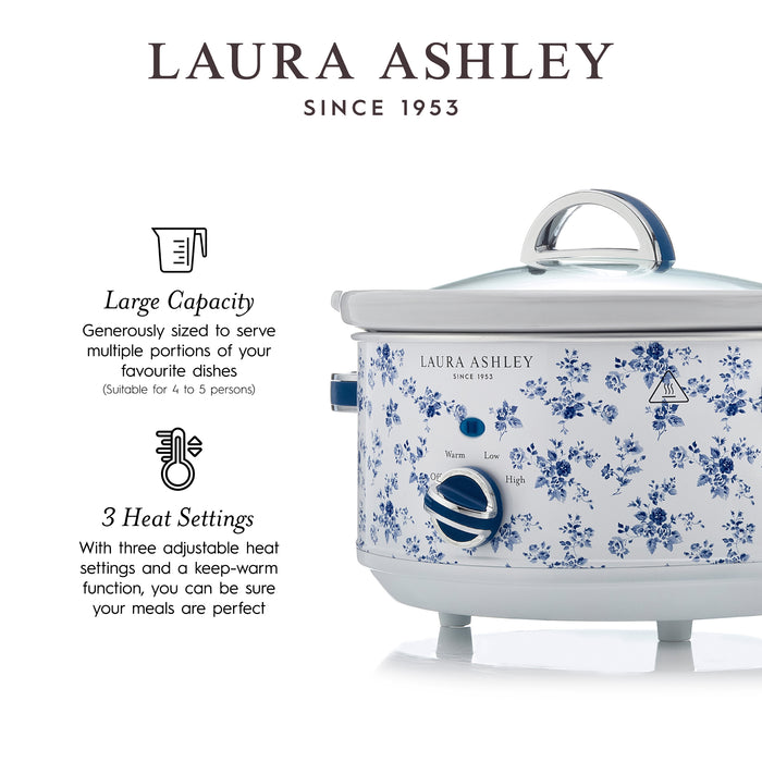 Laura Ashley 3.5 L China Rose Slow Cooker - VQ-SLWC3L-LACR-CA