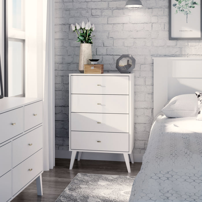 Milo Tall 4-Drawer Chest - White