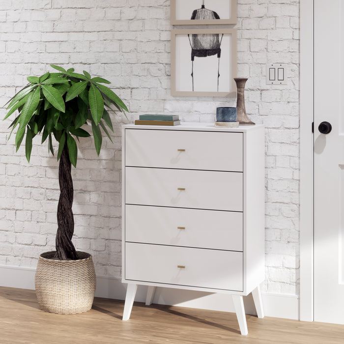 Milo Tall 4-Drawer Chest - White