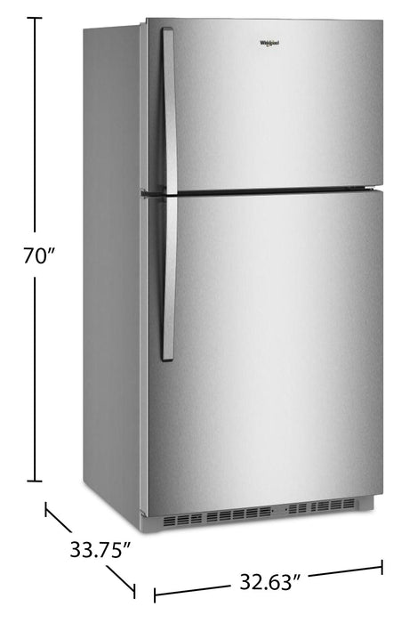Whirlpool 32.8\" 21 Cu. Ft. Top Freezer Refrigerator - Fingerprint Resistant Stainless - WRTX7421TZ