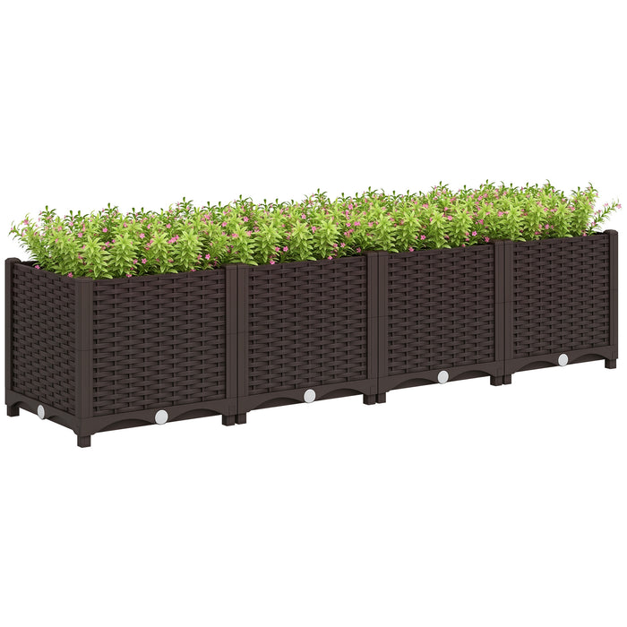 Outsunny Plastic Garden Bed W/drainage Holes, 63\" X 15.7\" X 14.6\", Brown