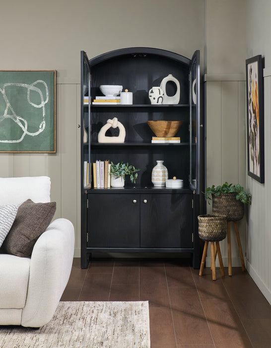 Alma Dining Curio Cabinet with Storage, 42\"W x 78\"H - Charcoal Black