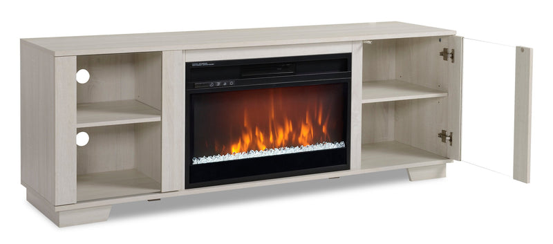 Antoni 62\" Modern Electric Fireplace TV Stand with Storage and Cable Management for TVs up to 70\"- White