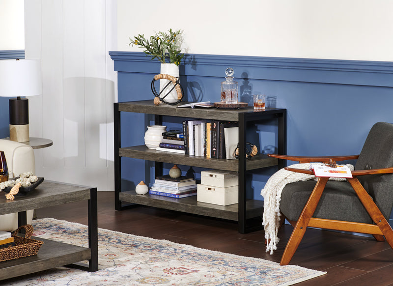 Apex 50\" Modern Sofa Table with Shelf - Grey with Black Metal Legs