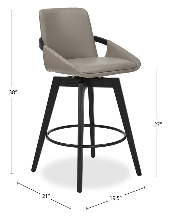 Apex Counter-Height Stool with Swivel Seat & Vegan Leather Fabric, 27\"H, Wood & Metal - Taupe