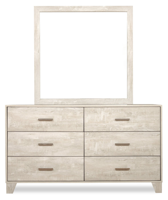 Arbor 5pc Bedroom Set with Panel Bed, Dresser & Mirror, Driftwood White  - King Size
