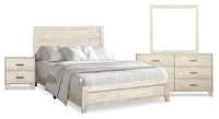 Arbor 6pc Bedroom Set with Panel Bed, Dresser, Mirror & Nightstand, Driftwood White  - Full Size 