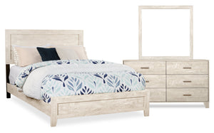 Arbor 5pc Bedroom Set with Panel Bed, Dresser & Mirror, Driftwood White  - Queen Size