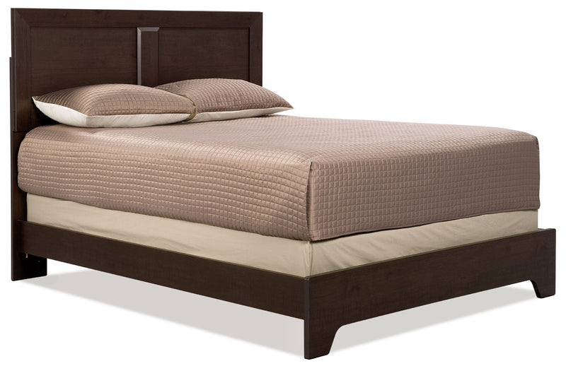 Yorkdale 5pc Bedroom Set with Panel Bed, Dresser & Mirror, Brown - Queen Size