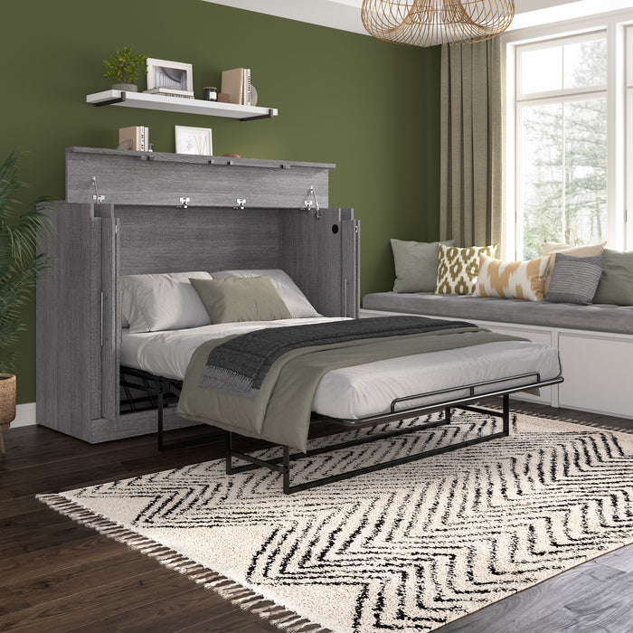 Bestar Nebula 69 W Full Cabinet Bed with Mattress - Bark Grey