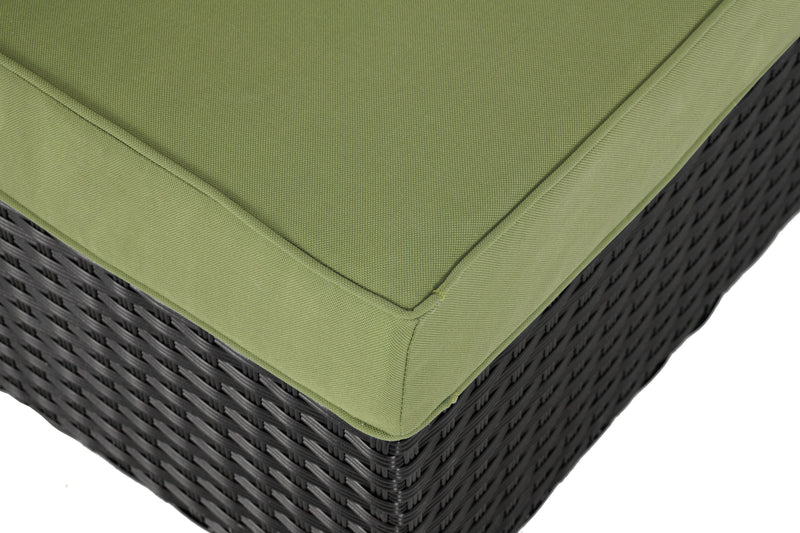 Barbados Armless Outdoor Patio Chair - Hand-Woven Resin Wicker, UV & Weather Resistant - Black/Green