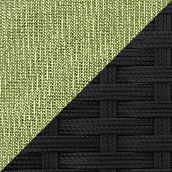 Barbados Corner Outdoor Patio Chair - Hand-Woven Resin Wicker, UV & Weather Resistant - Black/Green