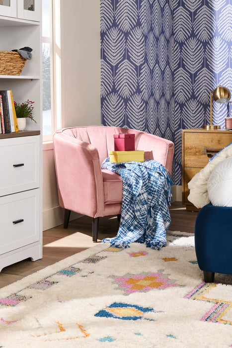 Brinley 29\" Velvet Fabric Accent Chair with Wood Legs - Pink