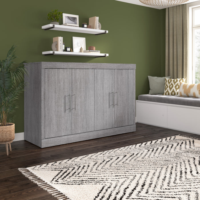 Bestar Nebula 69 W Full Cabinet Bed with Mattress - Bark Grey