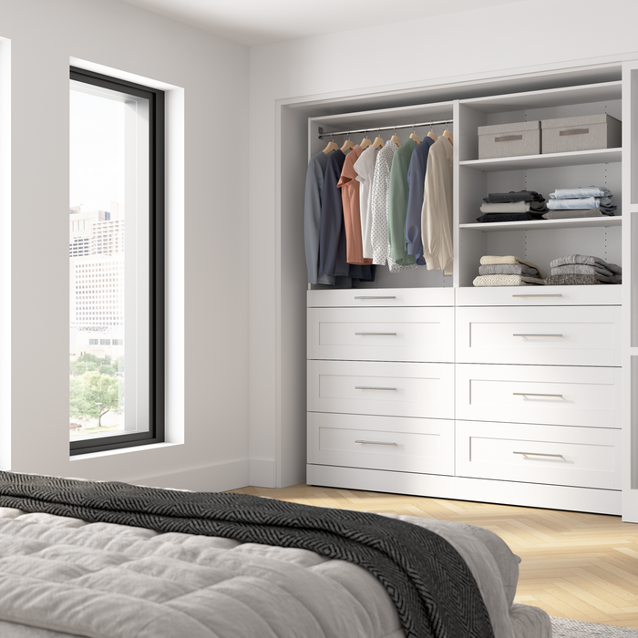 Bestar Florence 71\" Modular Reach-In/Walk-In Closet System with Storage - White