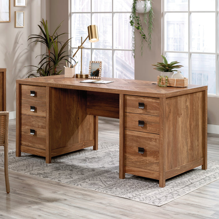Cannery Bridge 66\" Commercial Grade Executive Office Desk with 6-Drawers - Brown