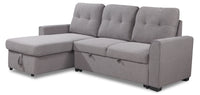 Carter 2-Piece Linen-Look Fabric Left-Facing Sleeper Sectional - Solis Grey  