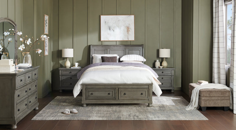 Chelsea Platform Storage Bed with Headboard & Frame, Grey - Queen Size