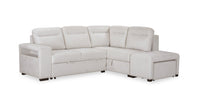 Coast 3-Piece Right-Facing Ivory White Fabric Sleeper Sectional with Storage Chaise and Storage Armrest 