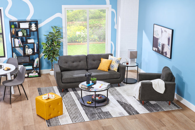 Cosmo 80\" Fabric Sofa with Tufted Back Cushions - Charcoal