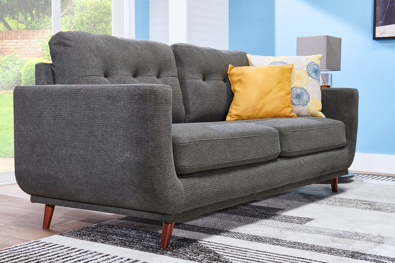 Cosmo 80\" Fabric Sofa with Tufted Back Cushions - Charcoal