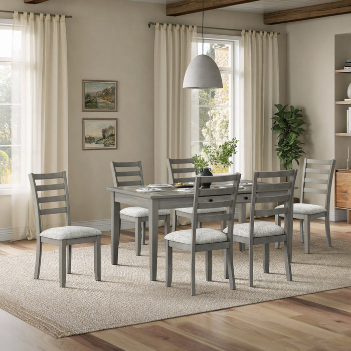 Cove 7pc Dining Table Set with Table & 6 Chairs, Storage Drawers, Melamine, 66\"W - Grey