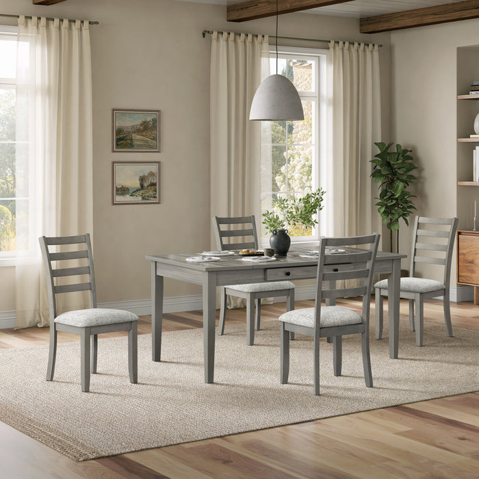 Cove 5pc Dining Table Set with Table & 4 Chairs, Storage Drawers, Melamine, 66\"W - Grey