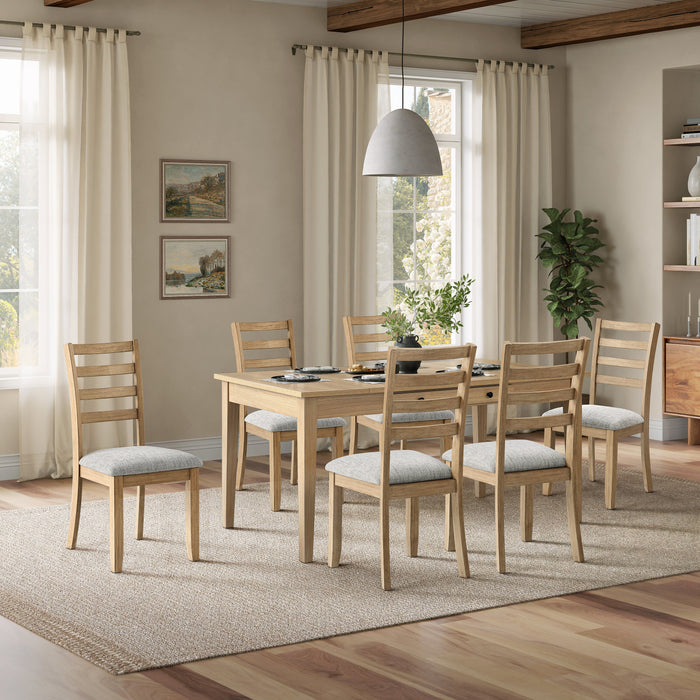 Cove Dining Chair with Cushion Fabric Seat, Ladder-Back – Natural/Grey