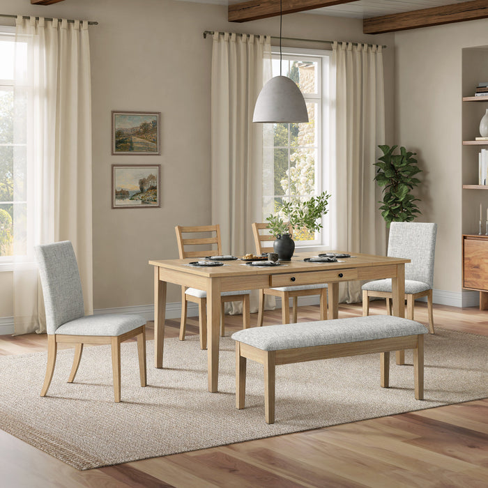 Cove Dining Chair with Cushion Fabric Seat, Ladder-Back – Natural/Grey