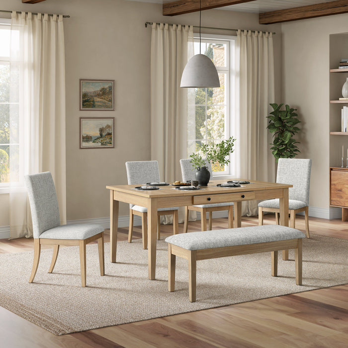 Cove Dining Bench with Cushion Fabric Seat, Lift Top Storage, 46\"W - Natural/Grey