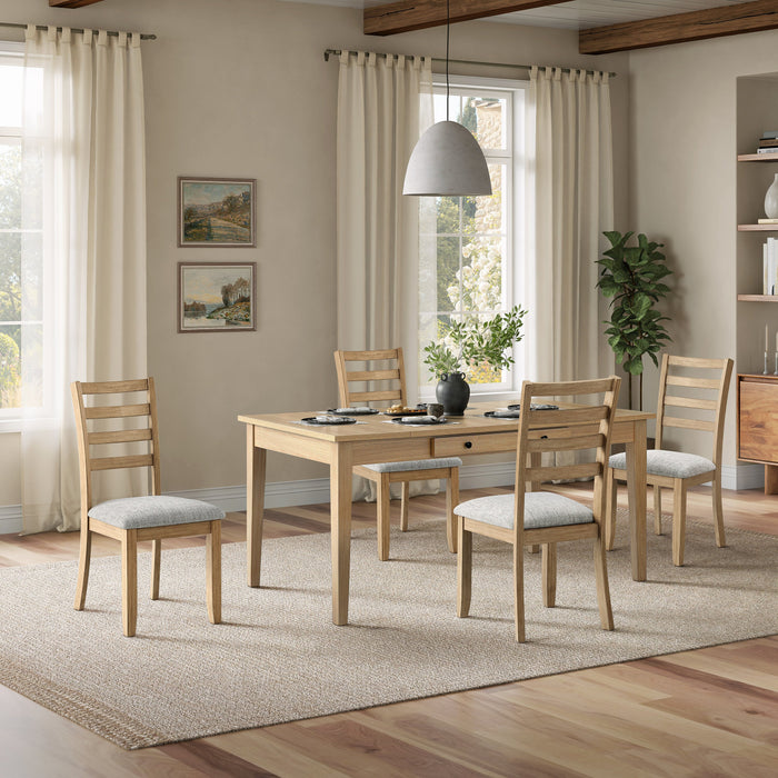 Cove Dining Chair with Cushion Fabric Seat, Ladder-Back – Natural/Grey