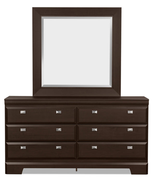 Yorkdale 6pc Bedroom Set with Panel Bed, Dresser, Mirror & Nightstand, Brown - Queen Size