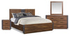 Dante 6pc Bedroom Set with Bed, Dresser, Mirror & Nightstand, Brown - Queen Size