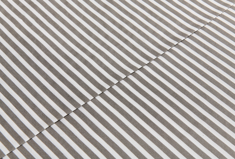 Striped 3-Piece Twin Cotton Sheet Set - Dark Grey