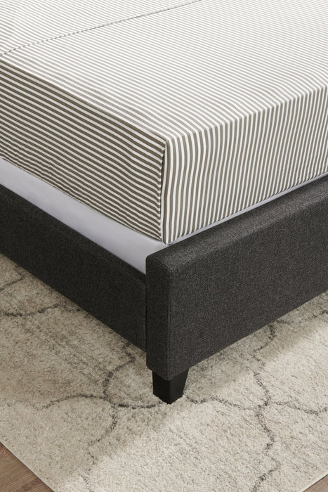 Striped 3-Piece Twin Cotton Sheet Set - Dark Grey