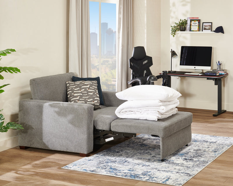 Drift 66.5\" Linen-Look Fabric Sleeper Sofa with Track Arms - Grey