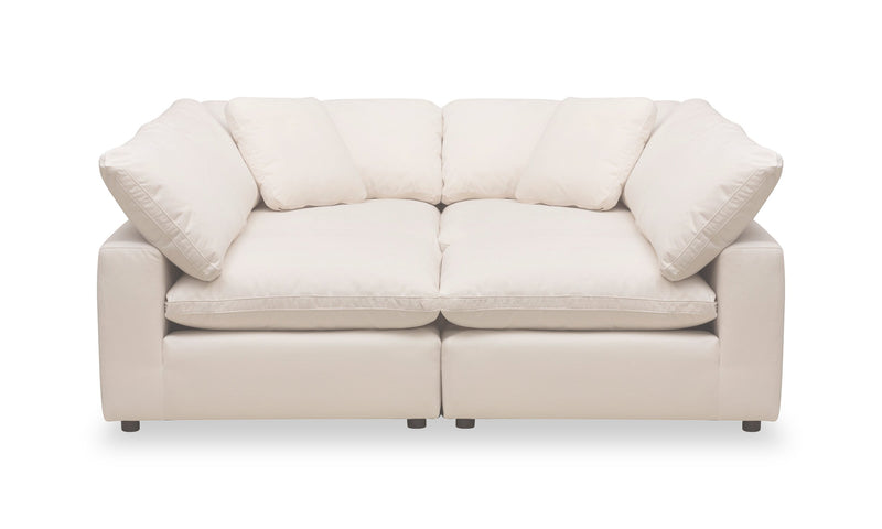 Eclipse Modular 4-Piece Linen-Look Fabric Pit Sofa Sectional with Reversible Feather Down Cushions - Linen White