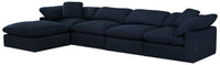 Eclipse 5-Piece Linen-Look Fabric Modular Sectional with Ottoman - Navy 