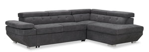 Element Right-Facing Linen-Look Sleeper Sectional - Grey