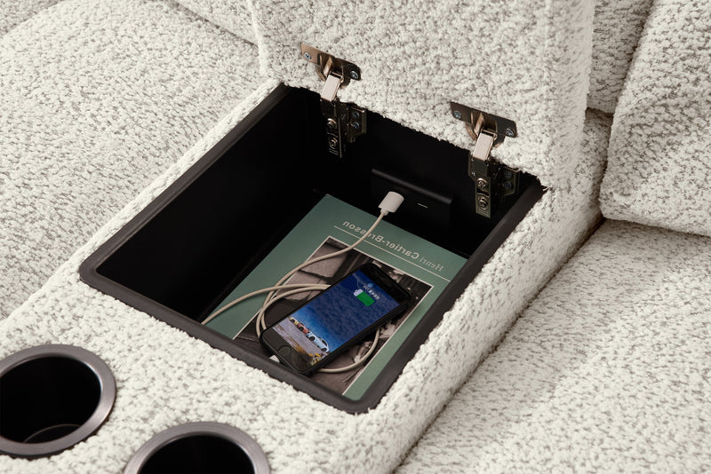 Scott Living Elevate Modular 7-Piece Left-Facing Chenille Fabric Power Sliding Sectional with Storage - Beige