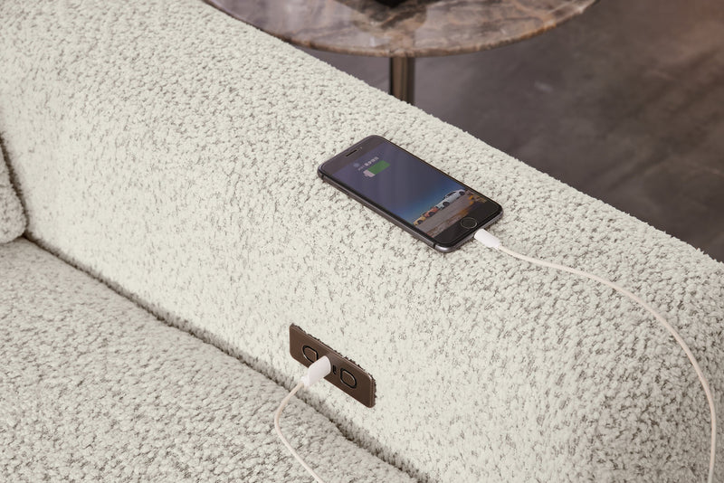 Scott Living Elevate Modular 7-Piece Left-Facing Chenille Fabric Power Sliding Sectional with Storage - Beige