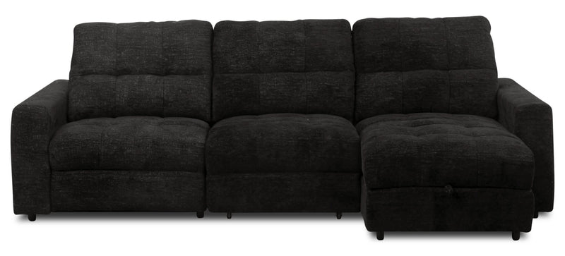 Scott Living Elevate Modular 3-Piece Right-Facing Chenille Fabric Power Reclining and Sliding Sectional - Ebony