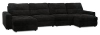 Scott Living Elevate Modular 4-Piece Chenille Fabric Power Sliding Sectional with Two Storage Chaises - Ebony 